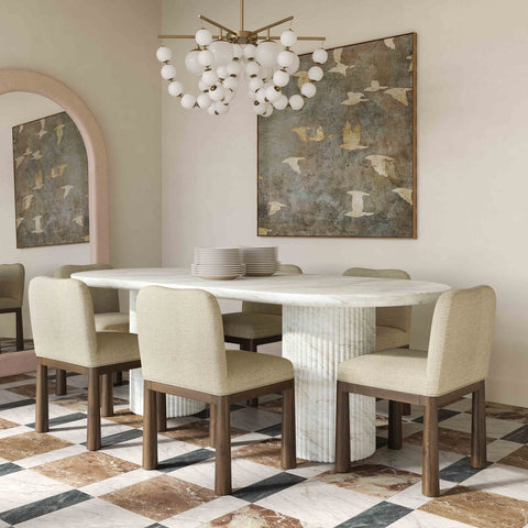 Brut White Marble Pattern Indoor/Outdoor Dining Table Model: TOV-D54408