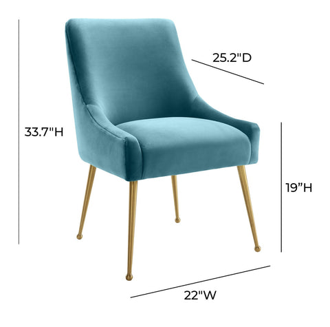 Beatrix Sea Blue Velvet Side Chair Model: TOV-D6168