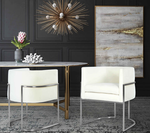 Giselle Cream Velvet Dining Chair - Silver Frame By Inspire Me! Home Decor Model: TOV-D6302