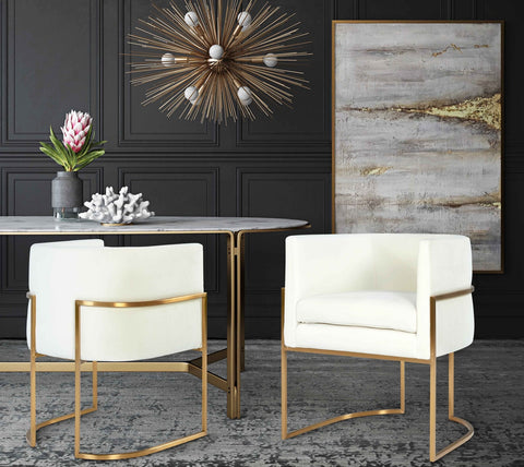 Giselle Cream Velvet Dining Chair - Gold Frame By Inspire Me! Home Decor Model: TOV-D6303