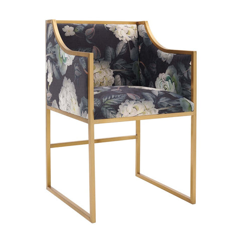 Atara Floral Velvet Gold Chair Model: TOV-D6349