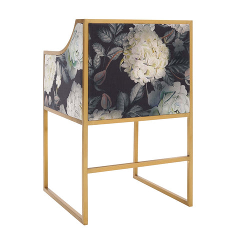 Atara Floral Velvet Gold Chair Model: TOV-D6349