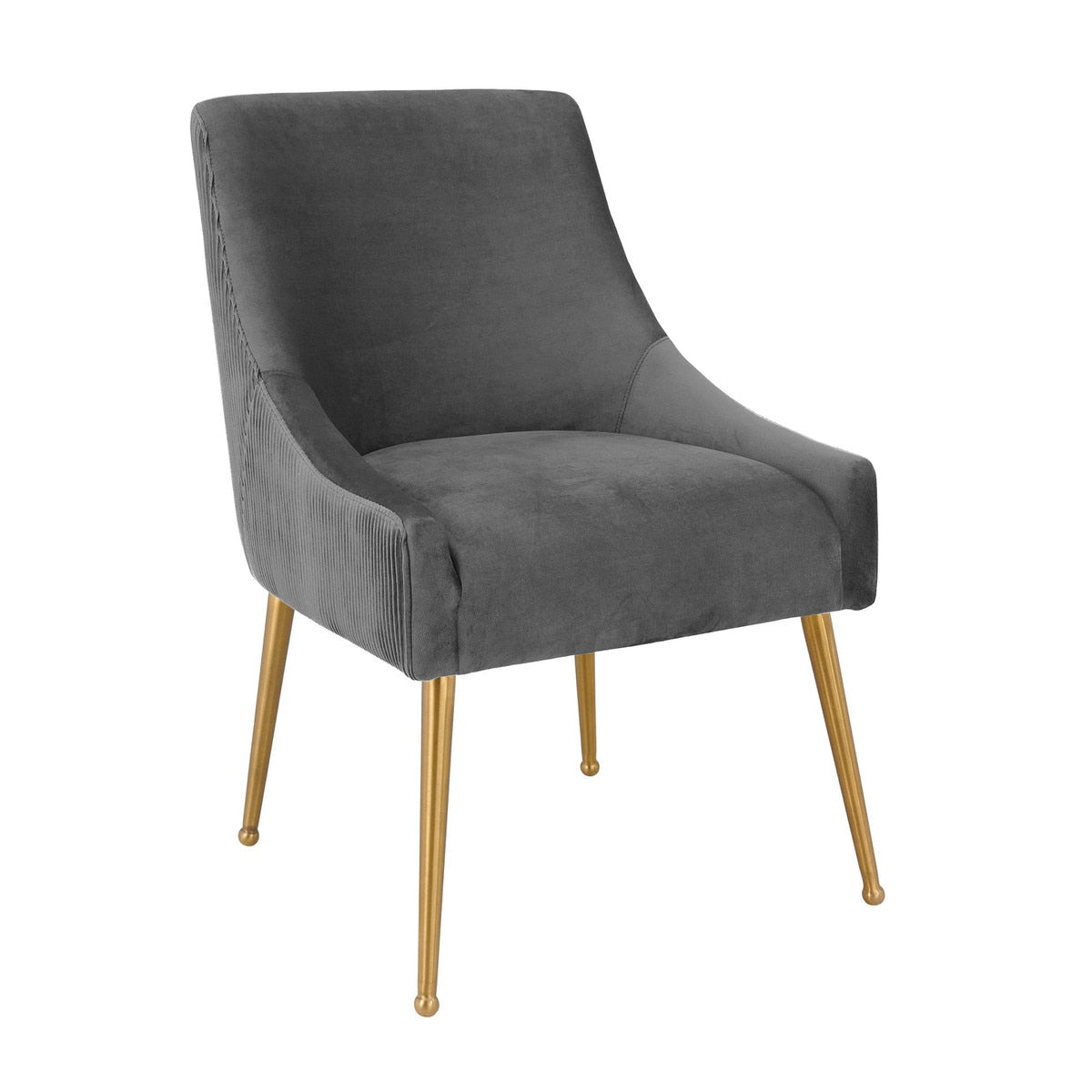 Beatrix Pleated Grey Velvet Side Chair Model: TOV-D6394