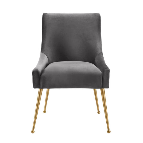 Beatrix Pleated Grey Velvet Side Chair Model: TOV-D6394