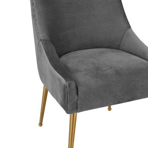 Beatrix Pleated Grey Velvet Side Chair Model: TOV-D6394