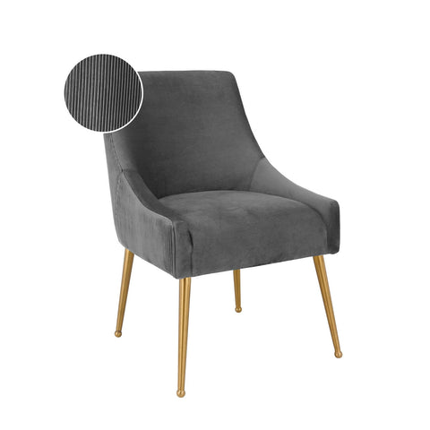 Beatrix Pleated Grey Velvet Side Chair Model: TOV-D6394