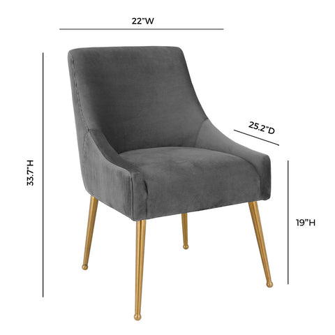 Beatrix Pleated Grey Velvet Side Chair Model: TOV-D6394