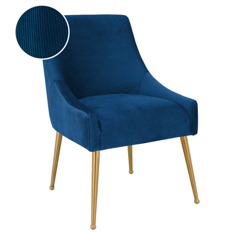 Beatrix Pleated Navy Velvet Side Chair Model: TOV-D6395