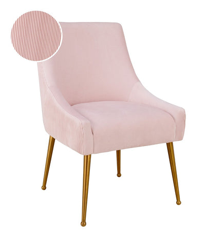 Beatrix Pleated Blush Velvet Side Chair Model: TOV-D6396