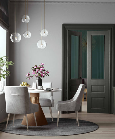 Beatrix Pleated Light Grey Velvet Side Chair - Silver Legs Model: TOV-D6398