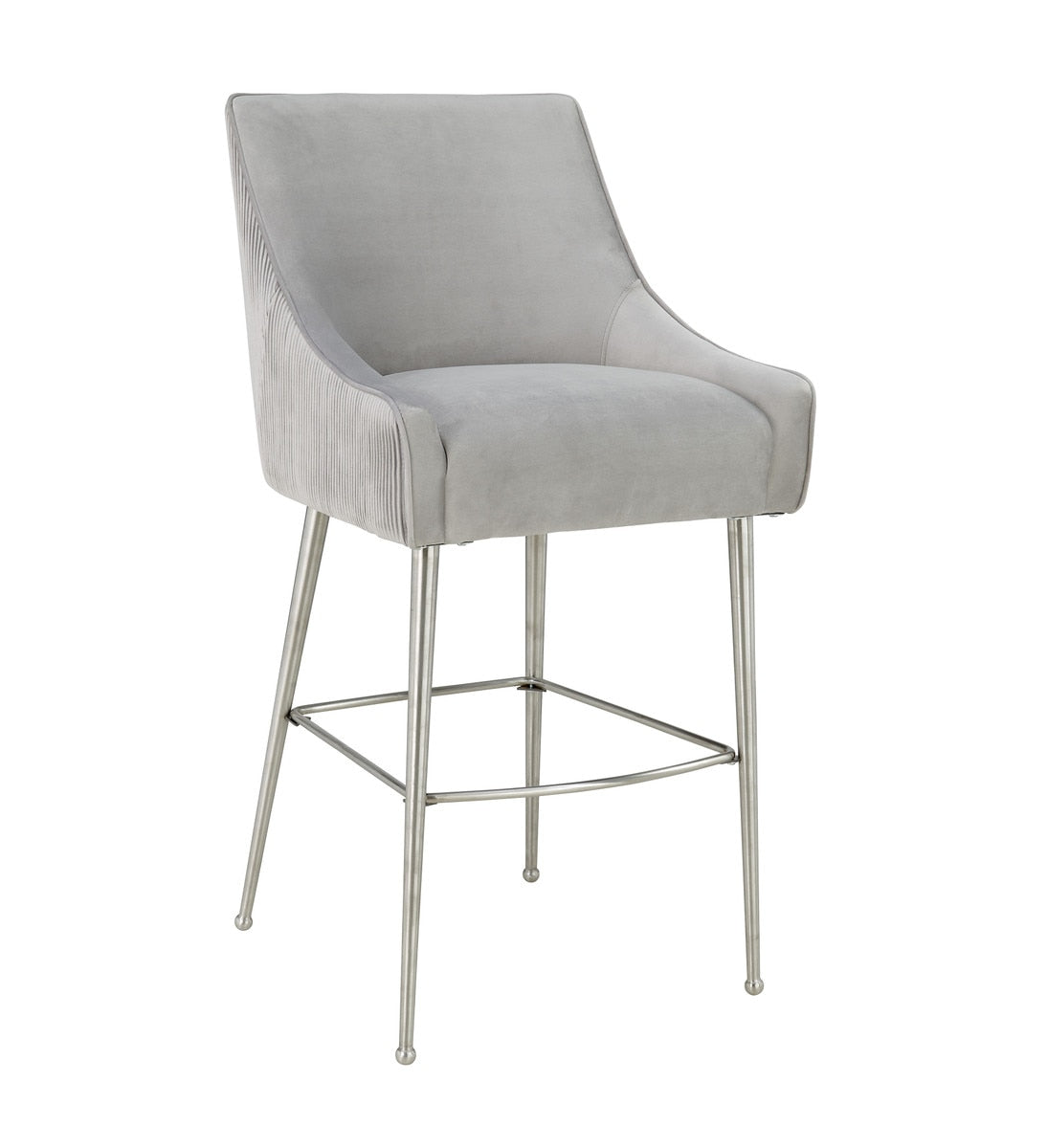 Beatrix Pleated Light Grey Velvet Counter Stool Model: TOV-D6399