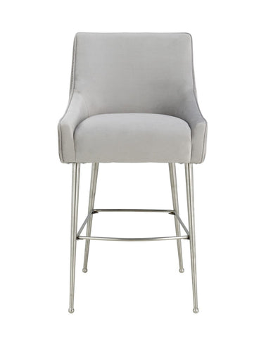 Beatrix Pleated Light Grey Velvet Counter Stool Model: TOV-D6399