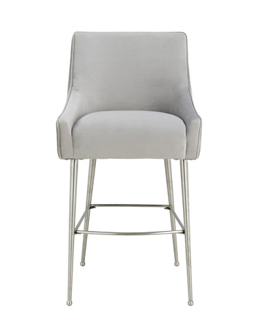 Beatrix Pleated Light Grey Velvet Bar Stool Model: TOV-D6400