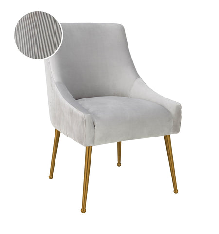 Beatrix Pleated Light Grey Velvet Side Chair Model: TOV-D6438