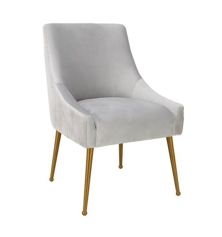 Beatrix Pleated Light Grey Velvet Side Chair Model: TOV-D6438