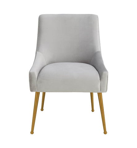 Beatrix Pleated Light Grey Velvet Side Chair Model: TOV-D6438