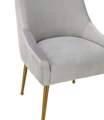 Beatrix Pleated Light Grey Velvet Side Chair Model: TOV-D6438