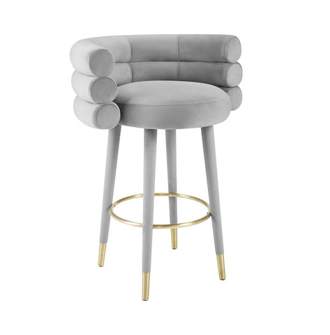 Betty Grey Velvet Barstool Model: TOV-D6452