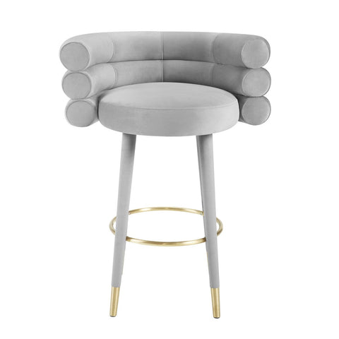 Betty Grey Velvet Barstool Model: TOV-D6452