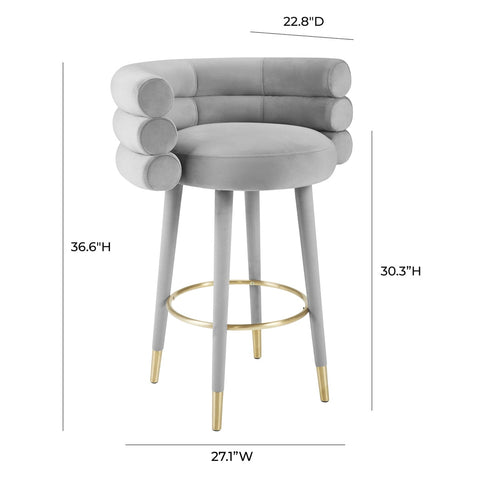 Betty Grey Velvet Barstool Model: TOV-D6452