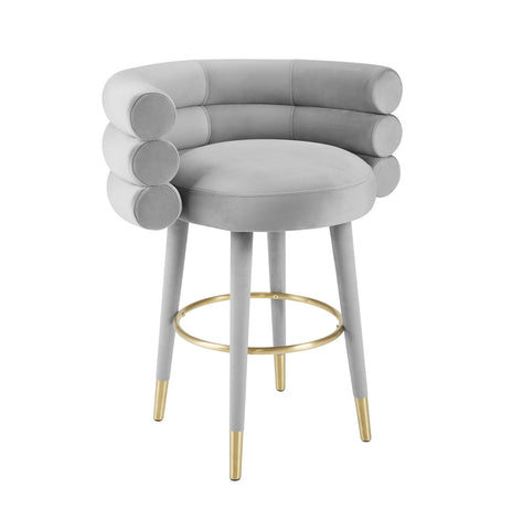 Betty Grey Velvet Counter Stool Model: TOV-D6453