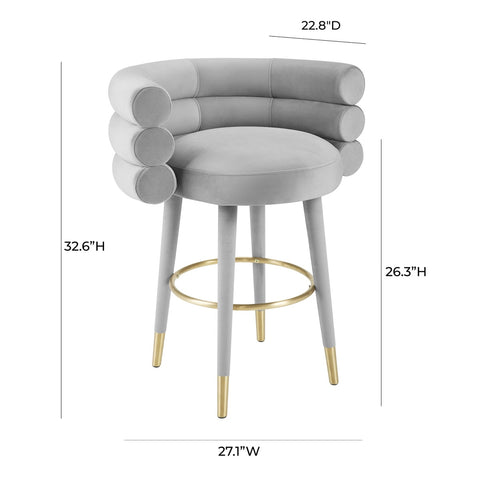 Betty Grey Velvet Counter Stool Model: TOV-D6453