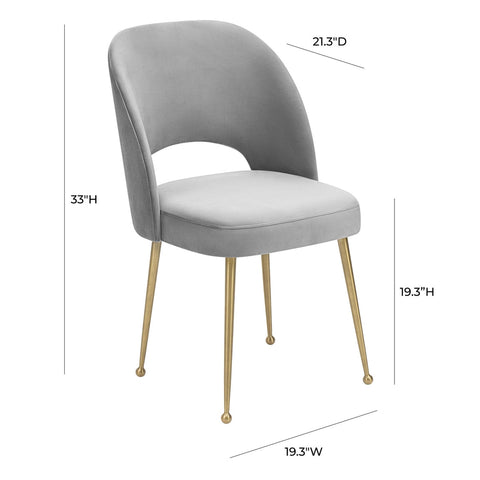 Swell Light Grey Velvet Chair Model: TOV-D68