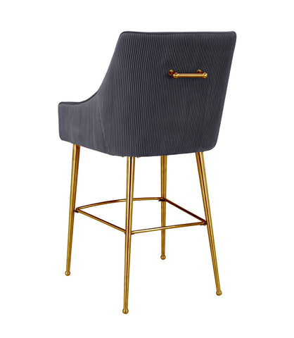 Beatrix Pleated Grey Velvet Counter Stool Model: TOV-D68222