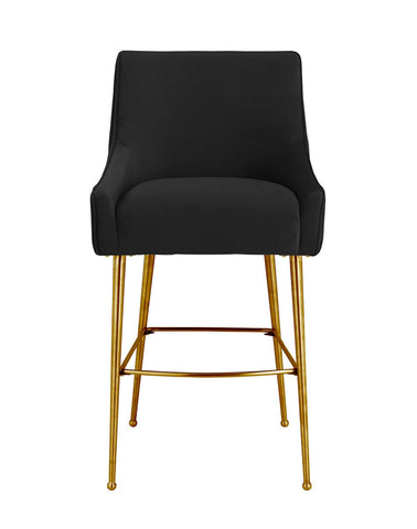Beatrix Pleated Black Velvet Bar Stool Model: TOV-D68223