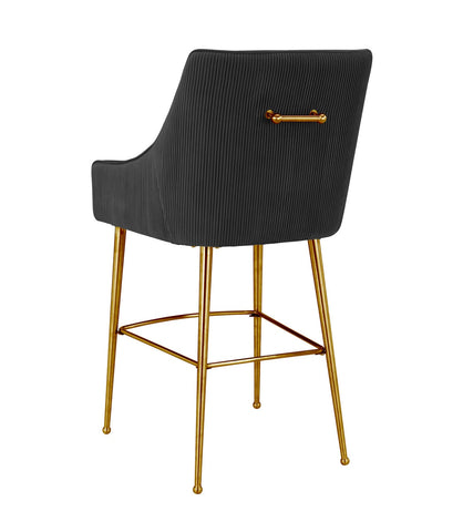 Beatrix Pleated Black Velvet Bar Stool Model: TOV-D68223