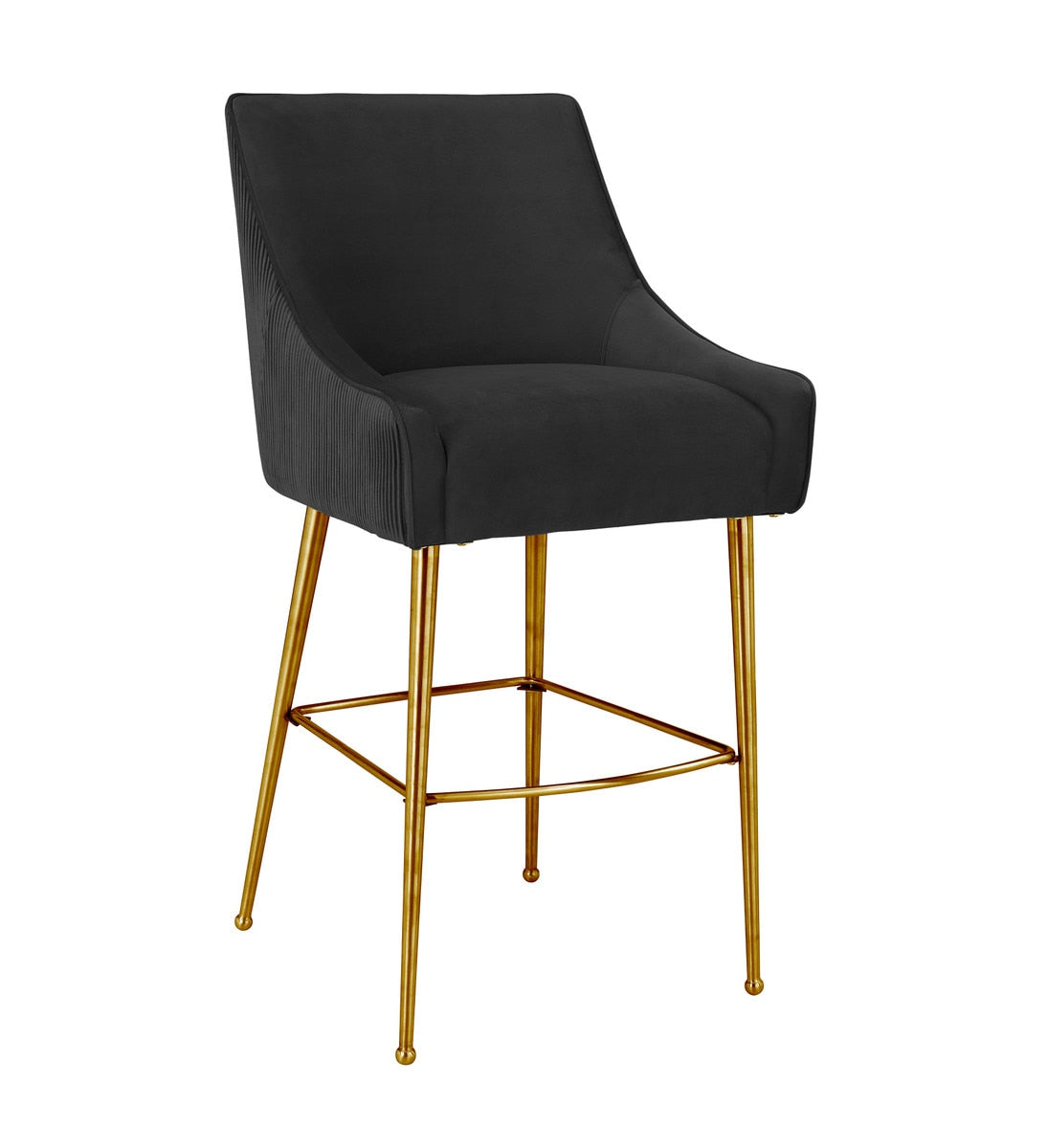 Beatrix Pleated Black Velvet Counter Stool Model: TOV-D68224