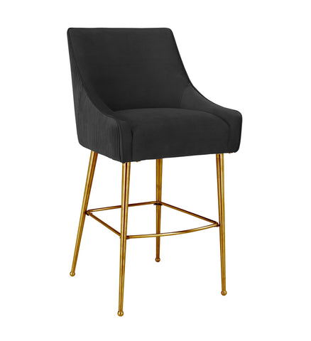 Beatrix Pleated Black Velvet Counter Stool Model: TOV-D68224