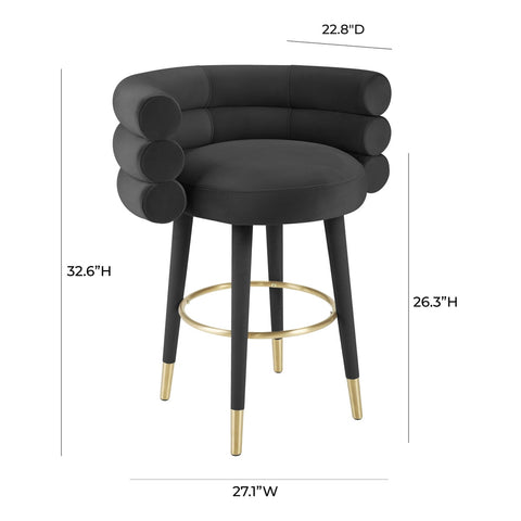 Betty Black Velvet Counter Stool Model: TOV-D68227