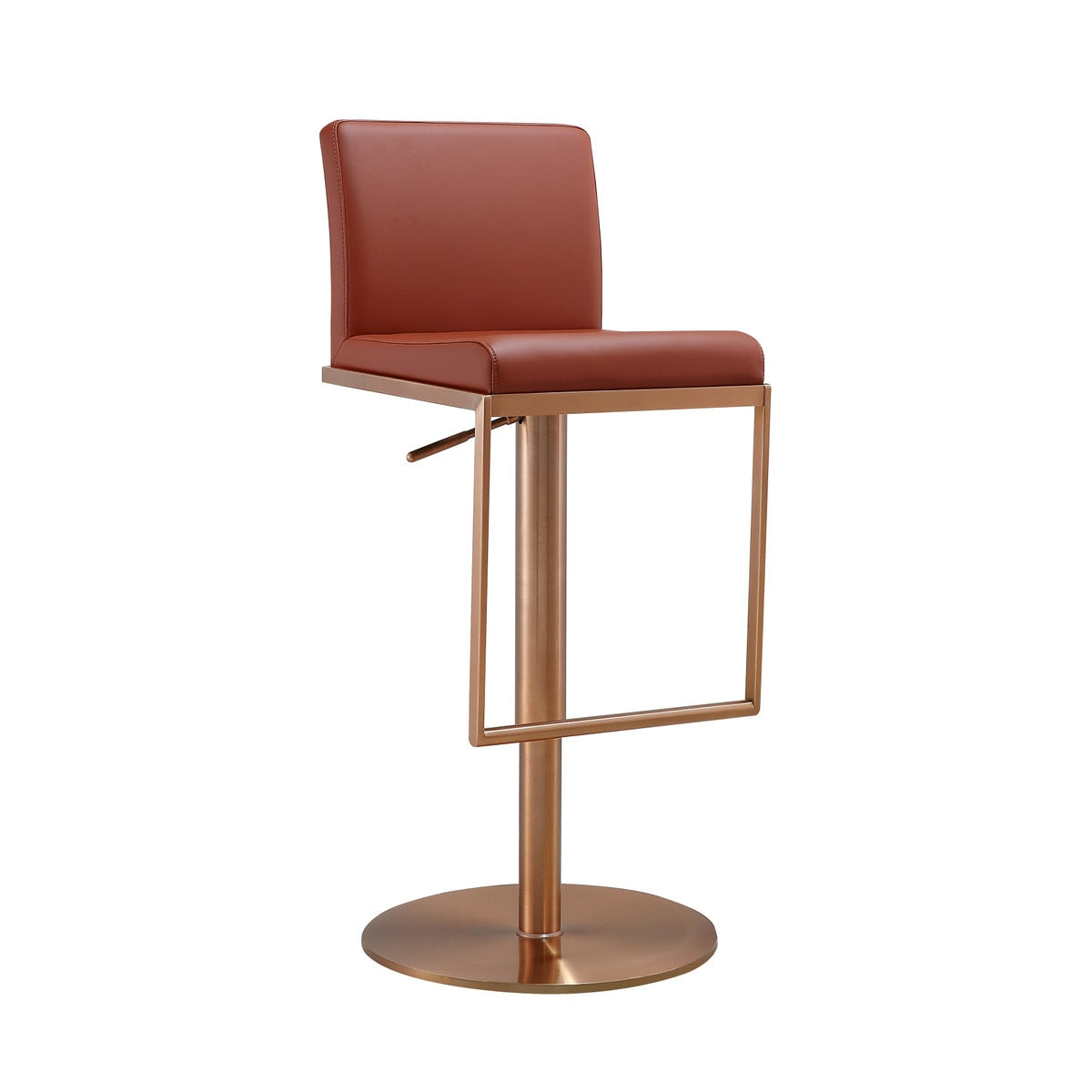 Sentinel Saddle Brown and Rose Gold Adjustable Stool Model: TOV-D68295