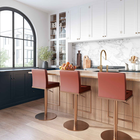 Sentinel Saddle Brown and Rose Gold Adjustable Stool Model: TOV-D68295