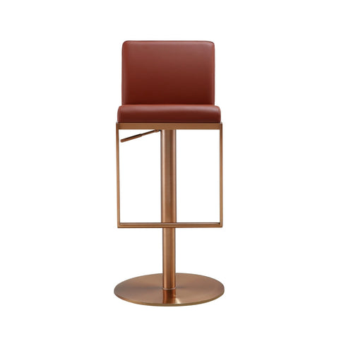 Sentinel Saddle Brown and Rose Gold Adjustable Stool Model: TOV-D68295