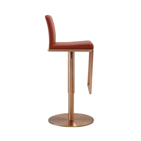 Sentinel Saddle Brown and Rose Gold Adjustable Stool Model: TOV-D68295