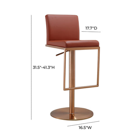 Sentinel Saddle Brown and Rose Gold Adjustable Stool Model: TOV-D68295