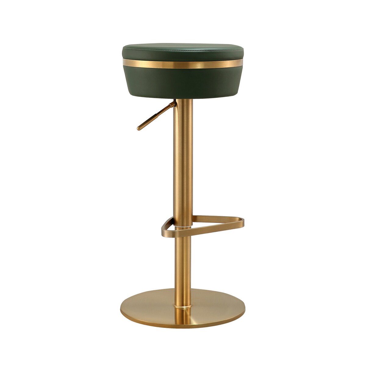 Astro Malachite Green Performance Vegan Leather and Gold Adjustable Stool Model: TOV-D68296