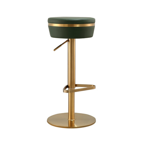 Astro Malachite Green Performance Vegan Leather and Gold Adjustable Stool Model: TOV-D68296