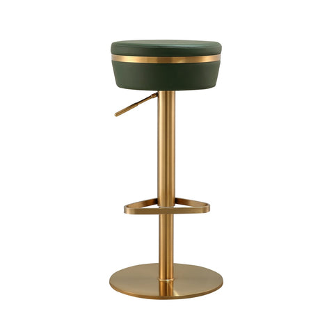 Astro Malachite Green Performance Vegan Leather and Gold Adjustable Stool Model: TOV-D68296