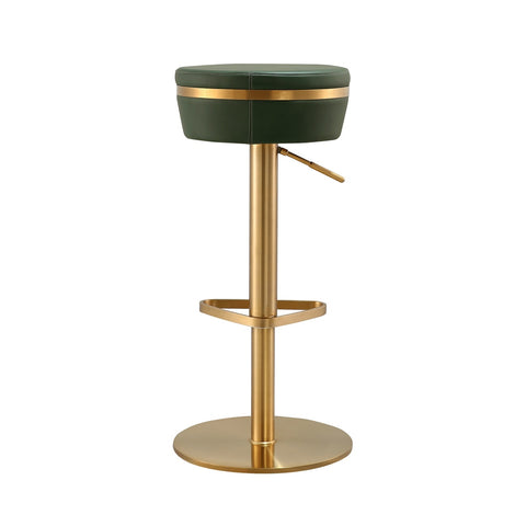 Astro Malachite Green Performance Vegan Leather and Gold Adjustable Stool Model: TOV-D68296