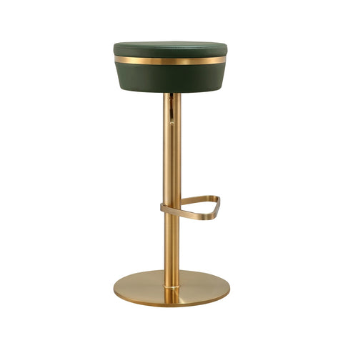 Astro Malachite Green Performance Vegan Leather and Gold Adjustable Stool Model: TOV-D68296