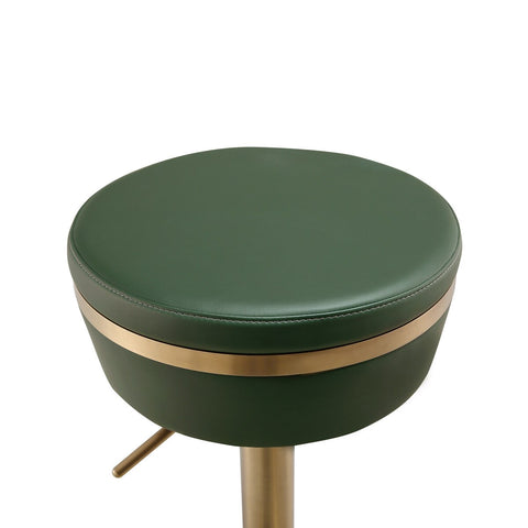 Astro Malachite Green Performance Vegan Leather and Gold Adjustable Stool Model: TOV-D68296