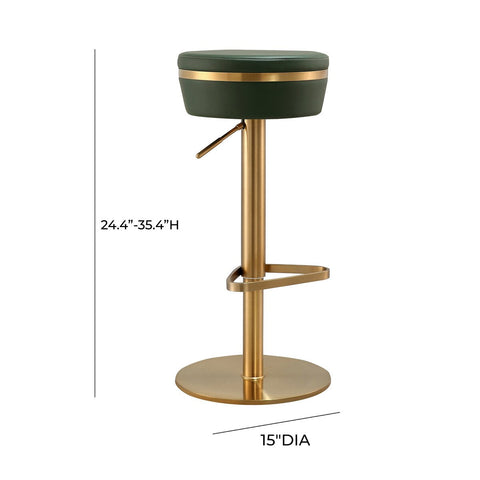 Astro Malachite Green Performance Vegan Leather and Gold Adjustable Stool Model: TOV-D68296