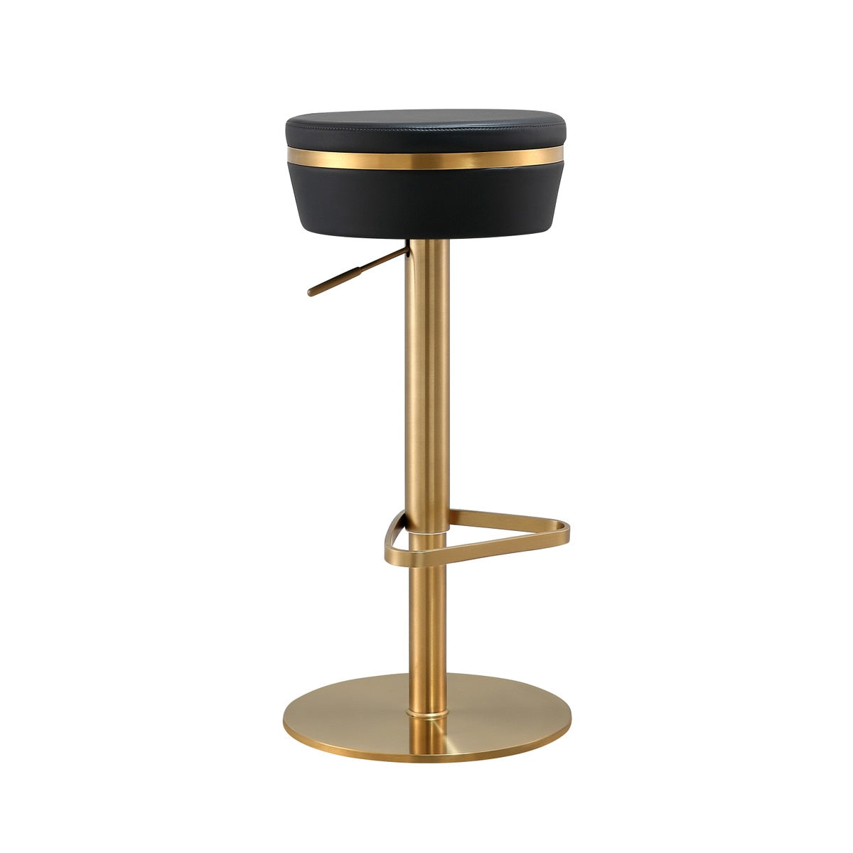 Astro Black Performance Vegan Leather and Gold Adjustable Stool Model: TOV-D68297