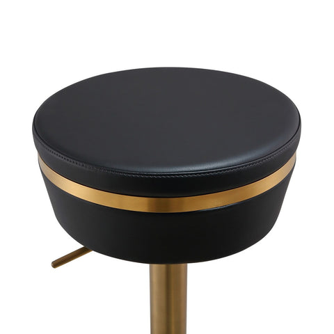 Astro Black Performance Vegan Leather and Gold Adjustable Stool Model: TOV-D68297