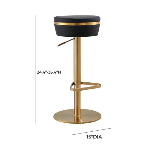 Astro Black Performance Vegan Leather and Gold Adjustable Stool Model: TOV-D68297