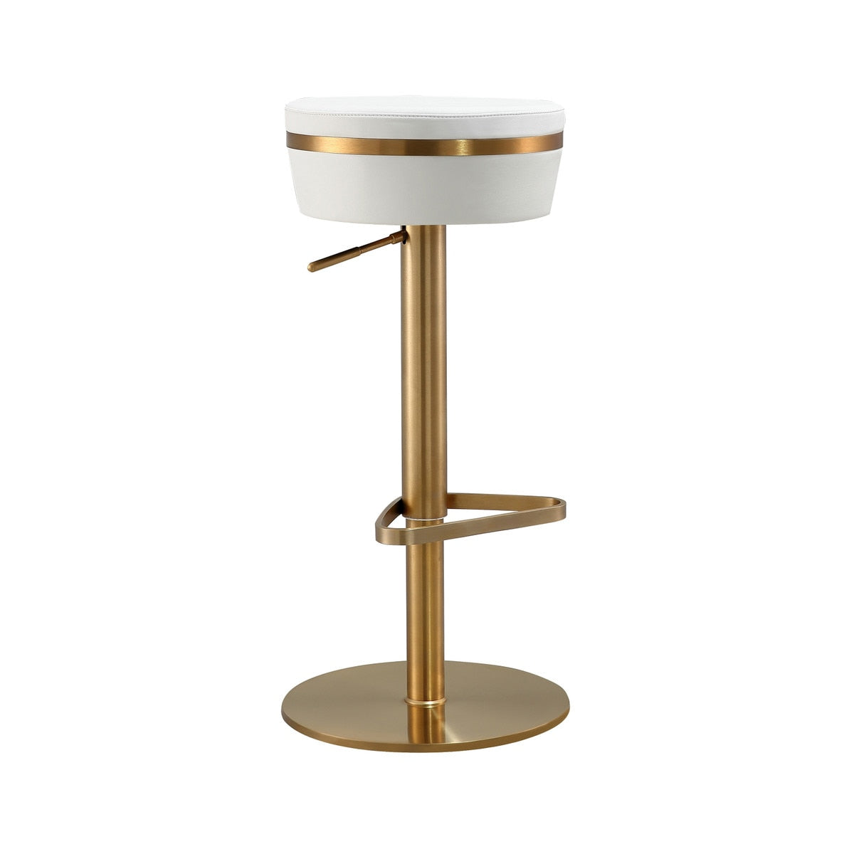 Astro White Performance Vegan Leather and Gold Adjustable Stool Model: TOV-D68298