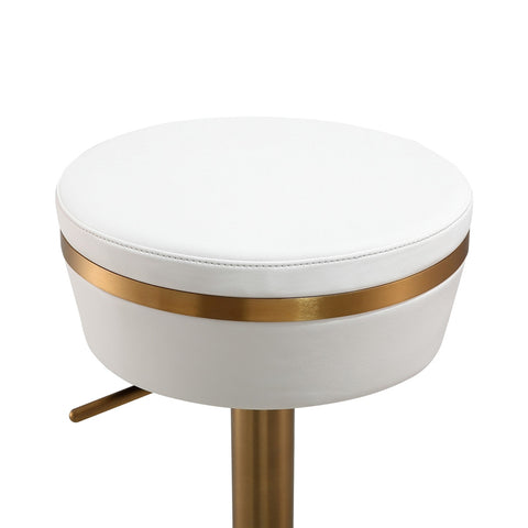 Astro White Performance Vegan Leather and Gold Adjustable Stool Model: TOV-D68298